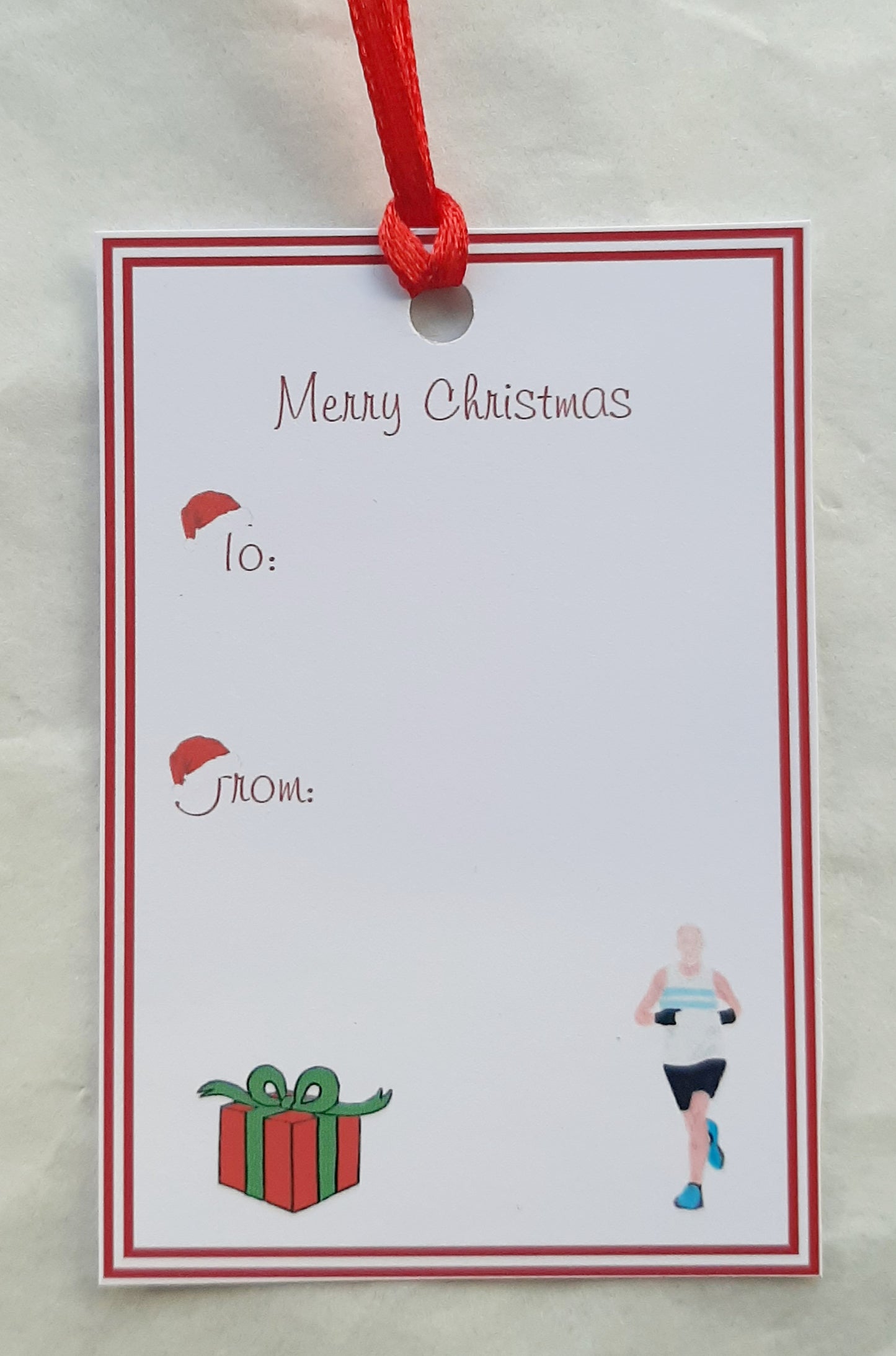 Male Runner Christmas Gift Tags Pack of 8