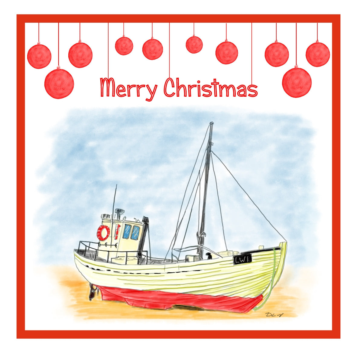 Boat Christmas Cards Pack of 6