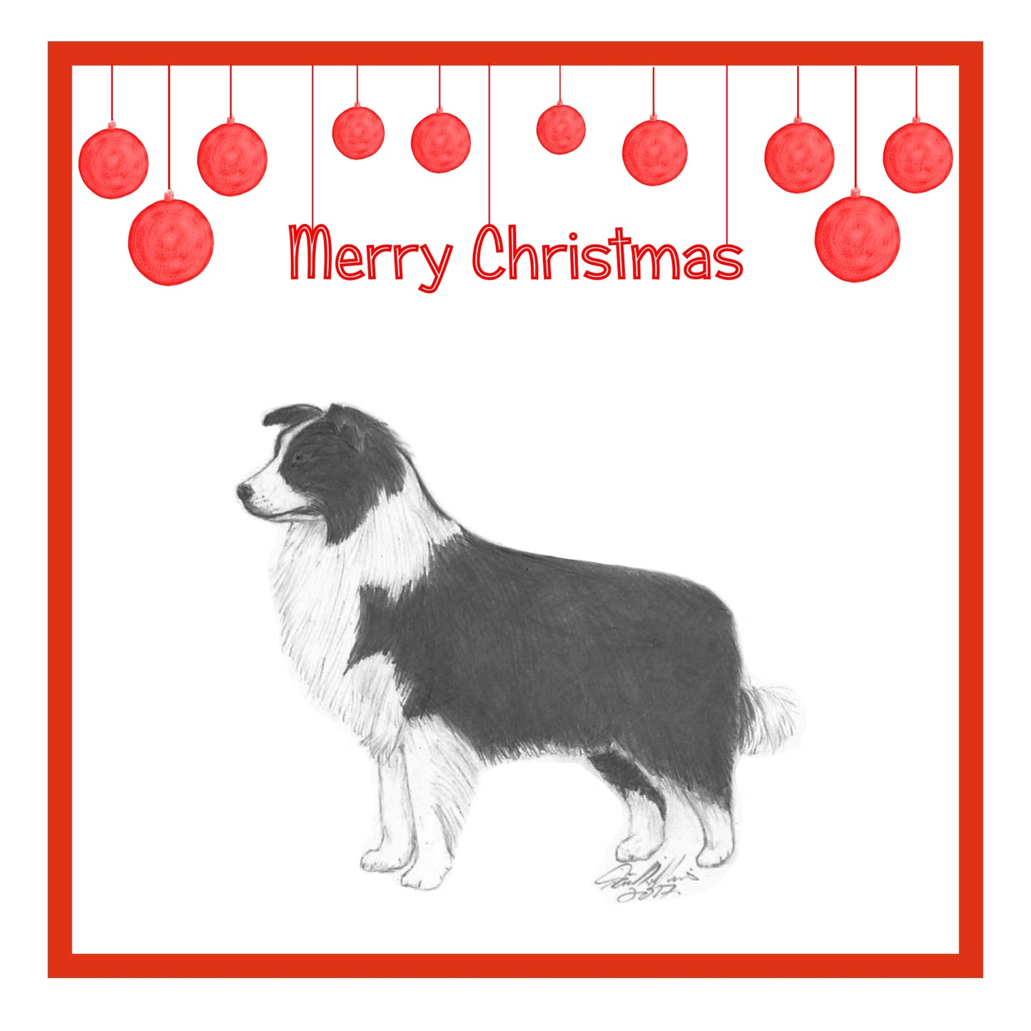 Border Collie Christmas Cards Pack of 6
