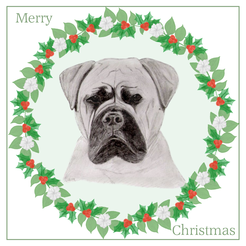 Bullmastiff Christmas Card Choice of 3 Card Designs Single or Multi Pack