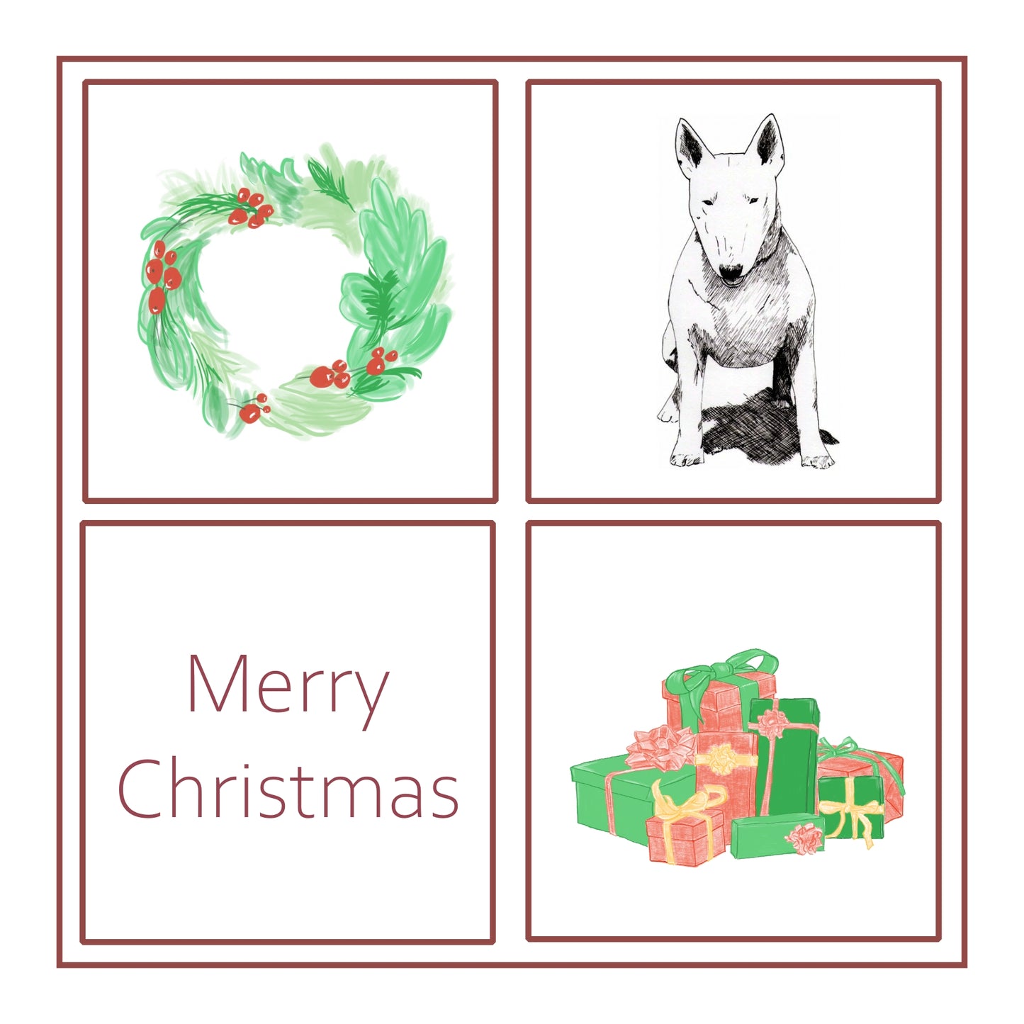 Bull Terrier Christmas Card Choice of 3