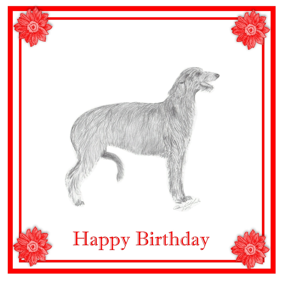 Deerhound Greeting Card Choice of 6 Designs BIRTHDAY, THINKING OF YOU, BLANK
