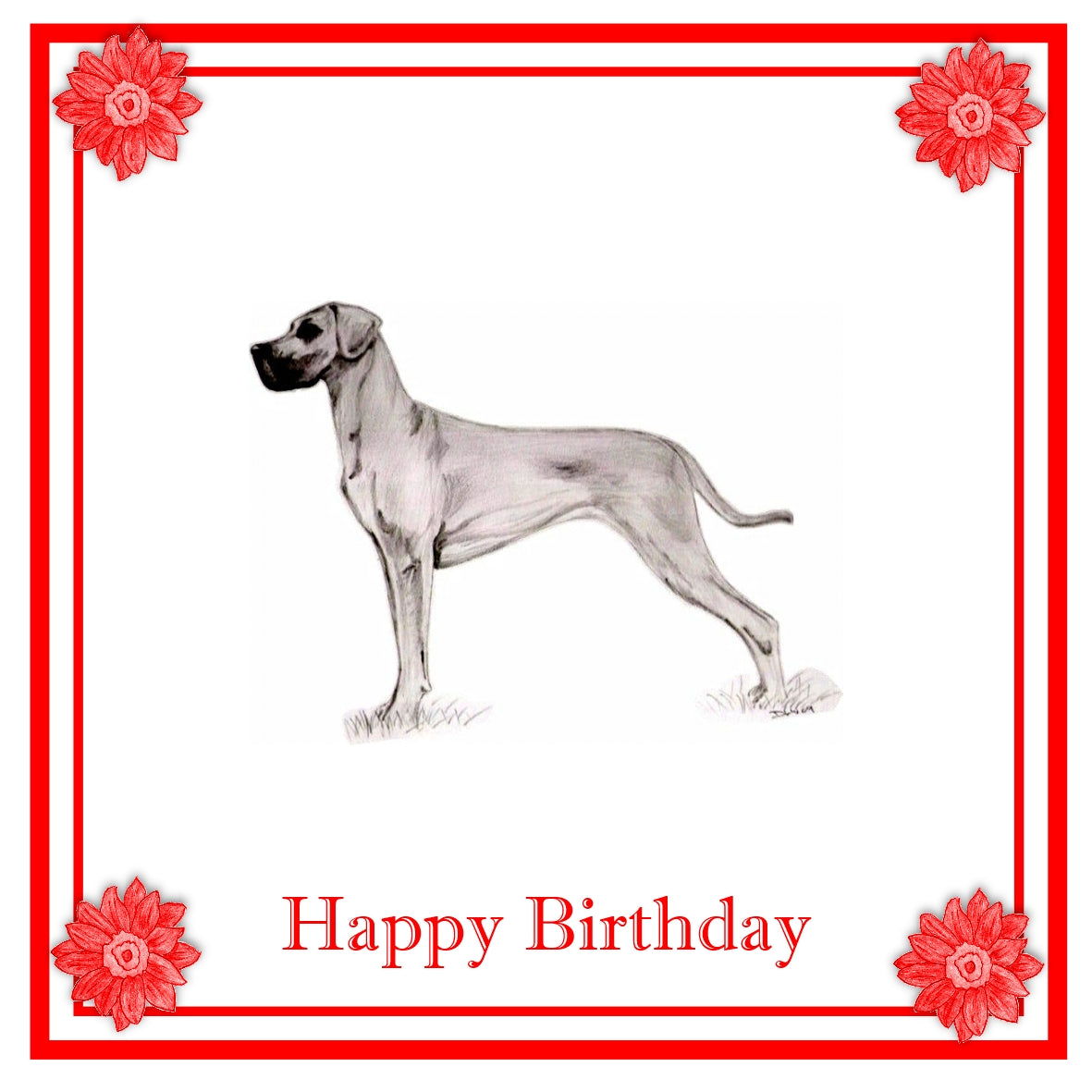 Great Dane Greeting Card Choice of 6 Designs BIRTHDAY, THINKING OF YOU, BLANK