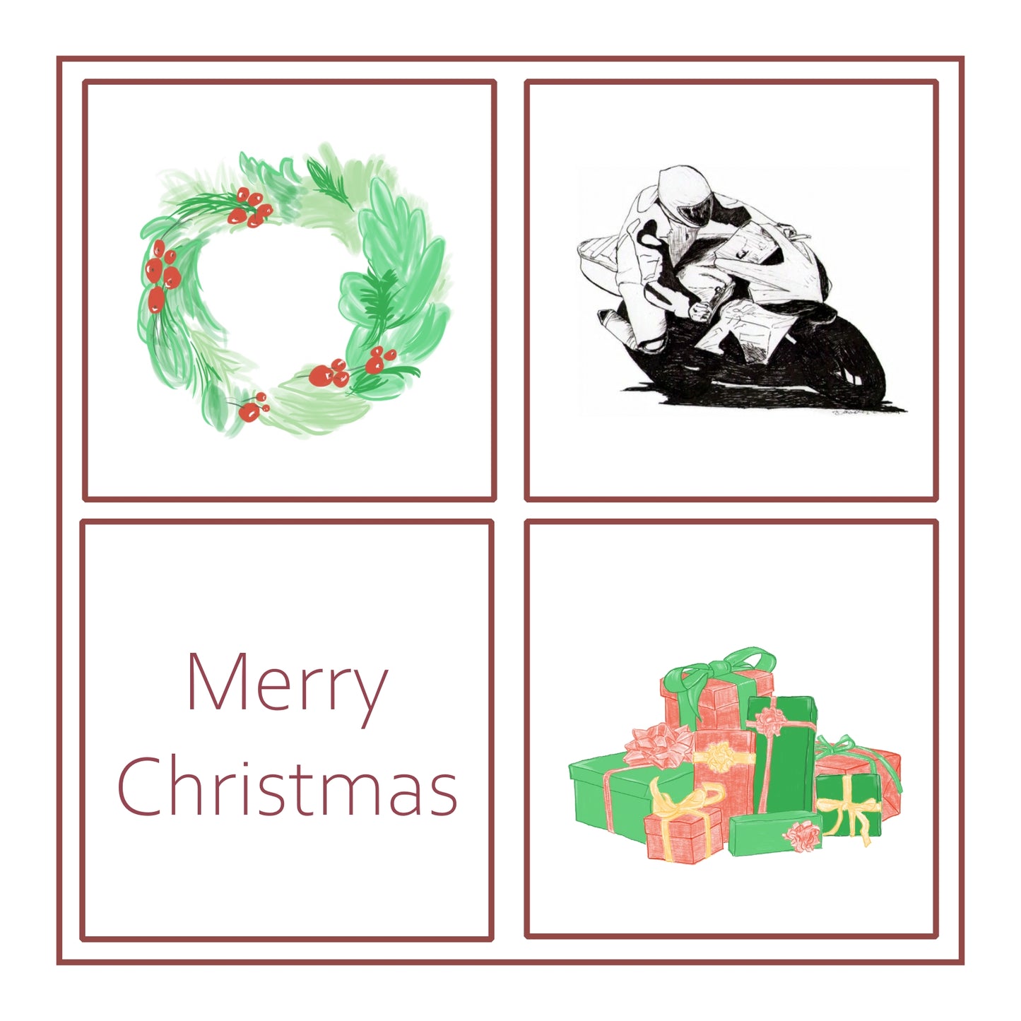 Motorbike Christmas Card Choice of 3