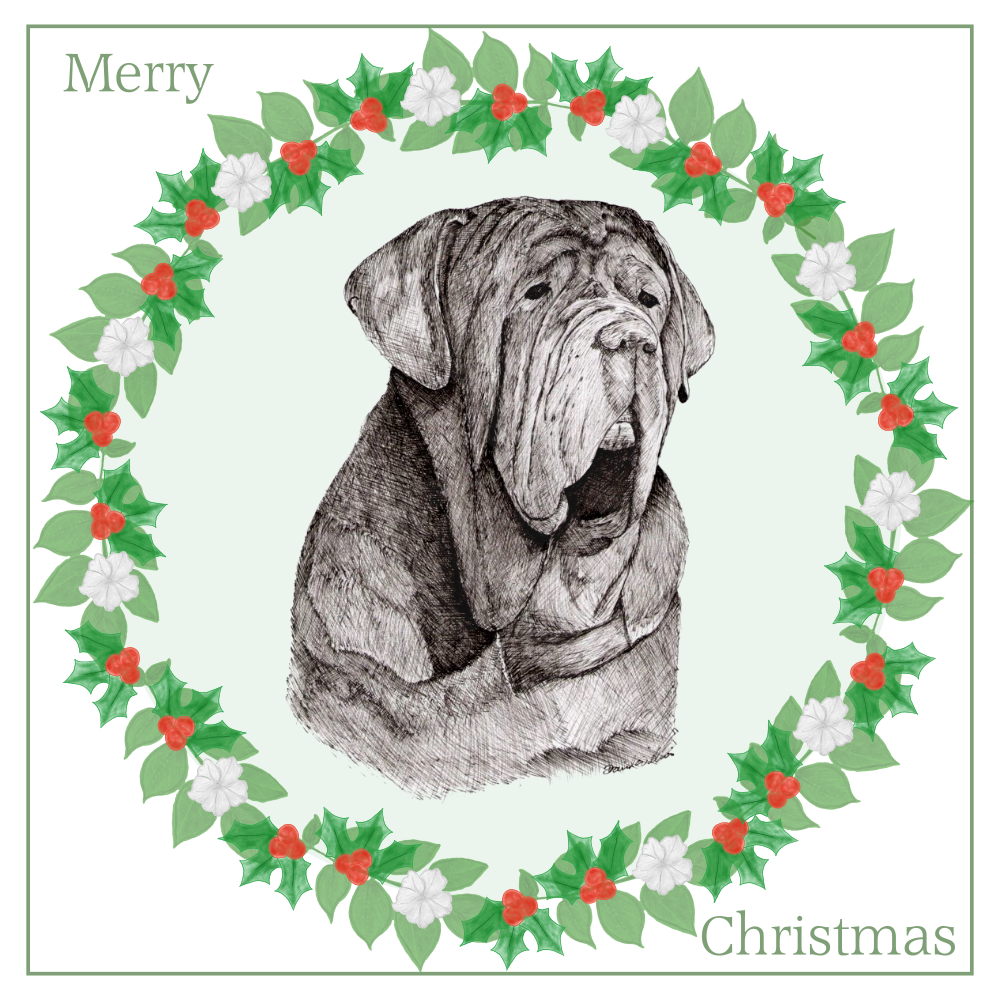 Neapolitan Mastiff Christmas Card Choice of 3 Card Designs Single or Multi Pack