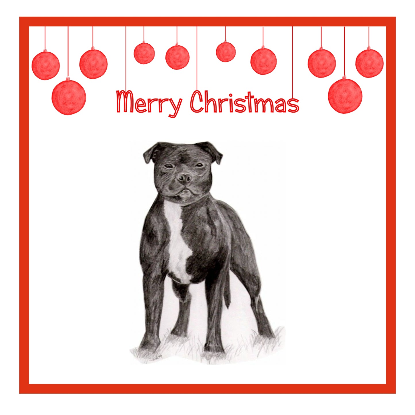 Staffordshire Bull Terrier Christmas Cards Pack of 6