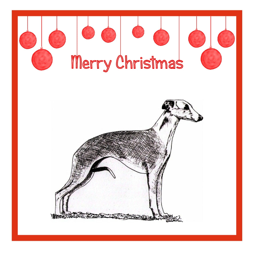 Whippet Christmas Cards Pack of 6