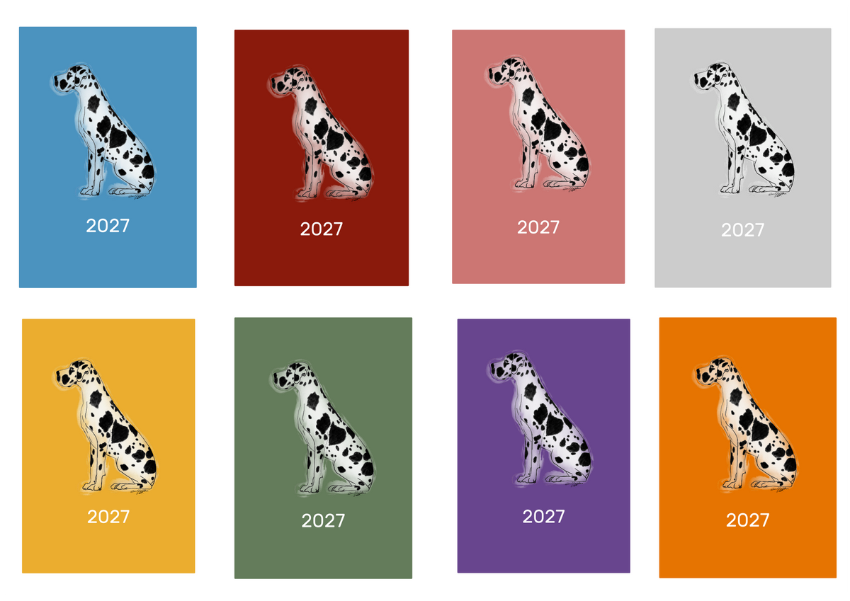 Harlequin Great Dane Week Per View 2027 Diary: A4, A5 or A6, Dog Show, Normal or Appointment