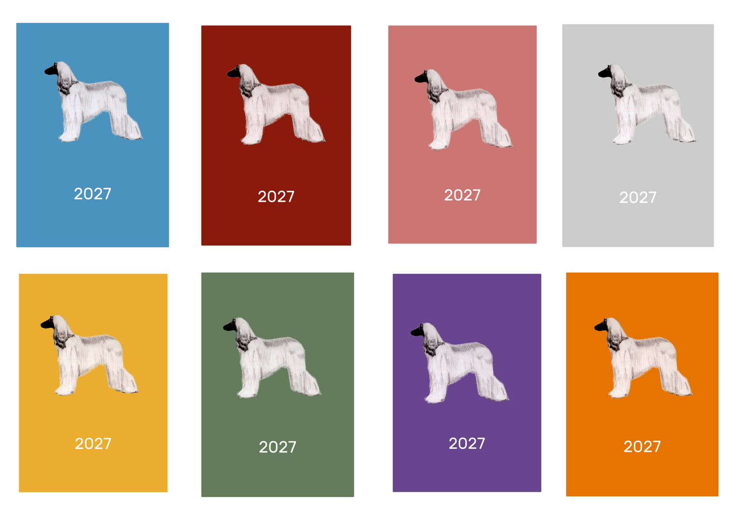Afghan Hound 2027 Week Per View Diary: A4, A5 or A6, Dog Show, Normal or Appointment