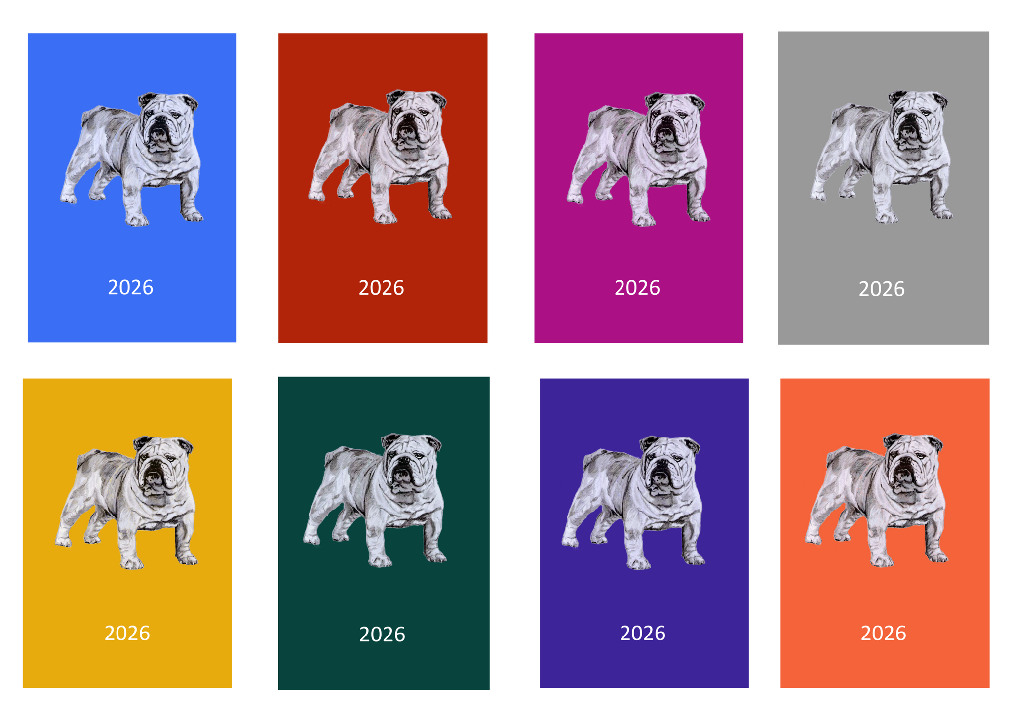 Bulldog Week Per View 2026 Diary: A4, A5 or A6, Dog Show, Normal or Appointment