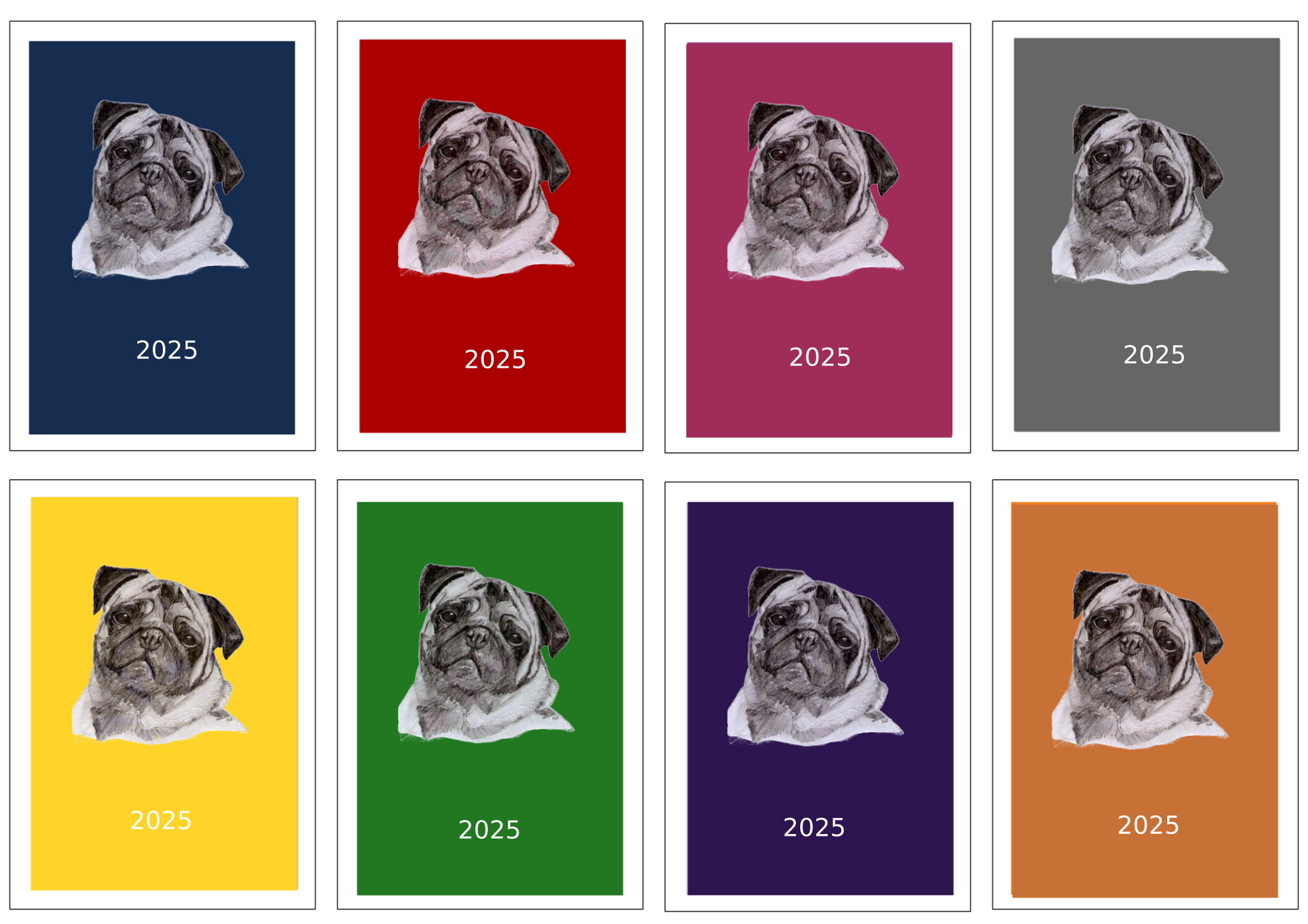 Pug Week Per View Diary: A4, A5 or A6, Dog Show, Normal or Appointment