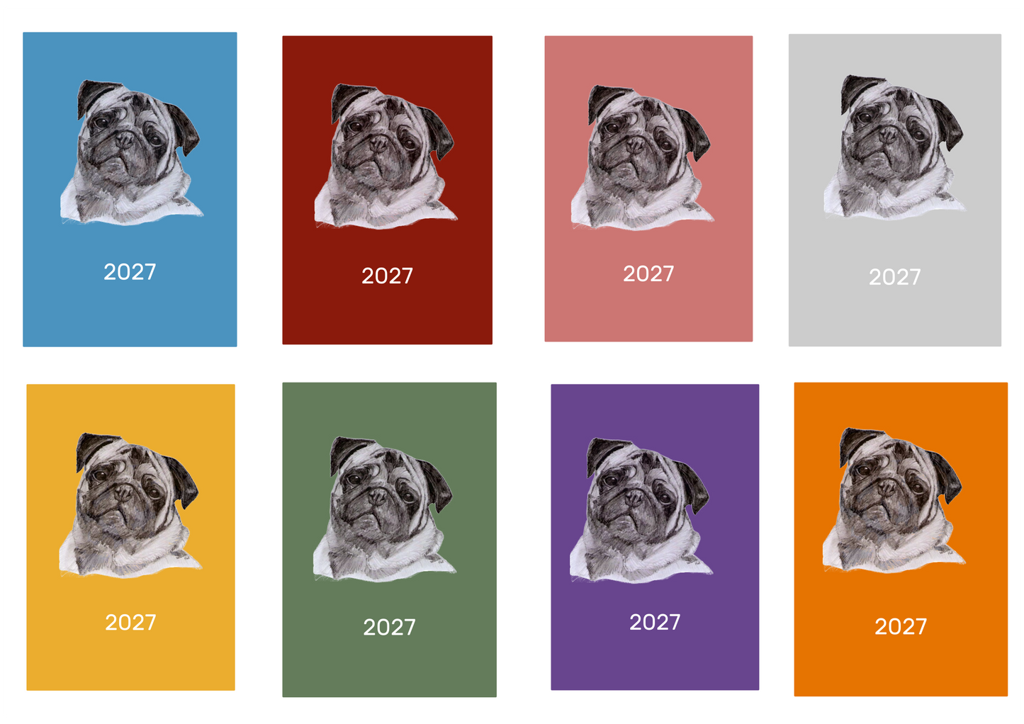 Pug Week Per View 2027 Diary: A4, A5 or A6, Dog Show, Normal or Appointment