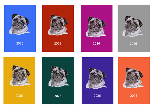 Pug Week Per View 2026 Diary: A4, A5 or A6, Dog Show, Normal or Appointment