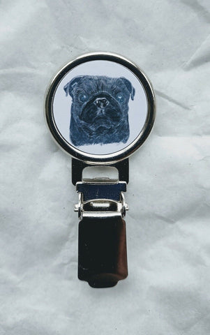 Black Pug Dog Show Ring Clip