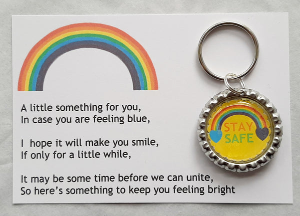 Rainbow Stay Safe Keyring *CHOICE OF COLOURS* Personalisation available