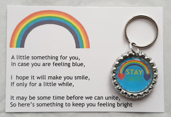 Rainbow Stay Safe Keyring *CHOICE OF COLOURS* Personalisation available