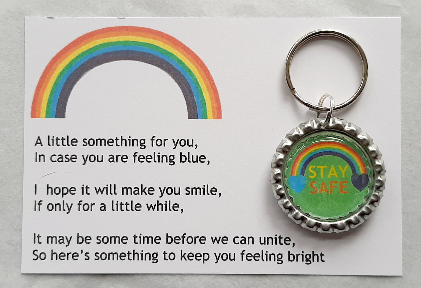 Rainbow Stay Safe Keyring *CHOICE OF COLOURS* Personalisation available