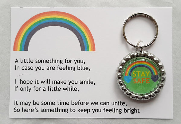 Rainbow Stay Safe Keyring *CHOICE OF COLOURS* Personalisation available