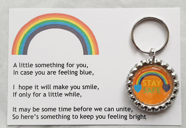 Rainbow Stay Safe Keyring *CHOICE OF COLOURS* Personalisation available