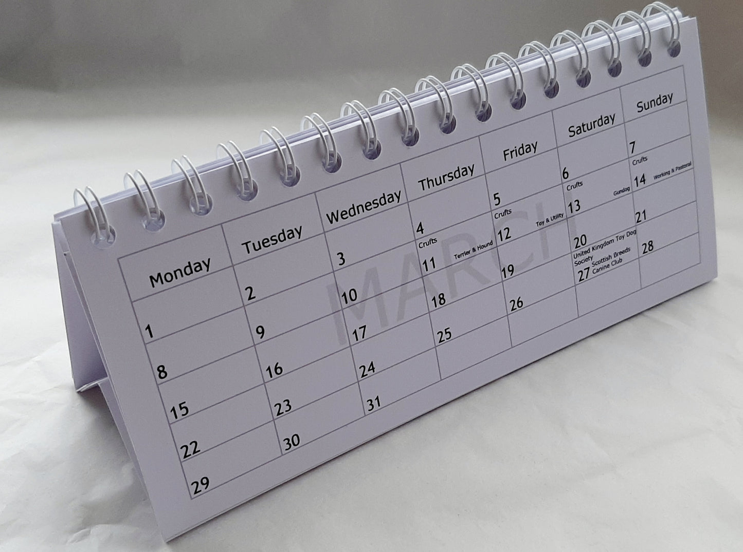 Dog Show Dates Desk Calendar 2021