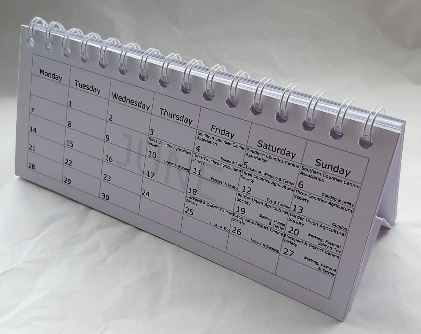Dog Show Dates Desk Calendar 2021