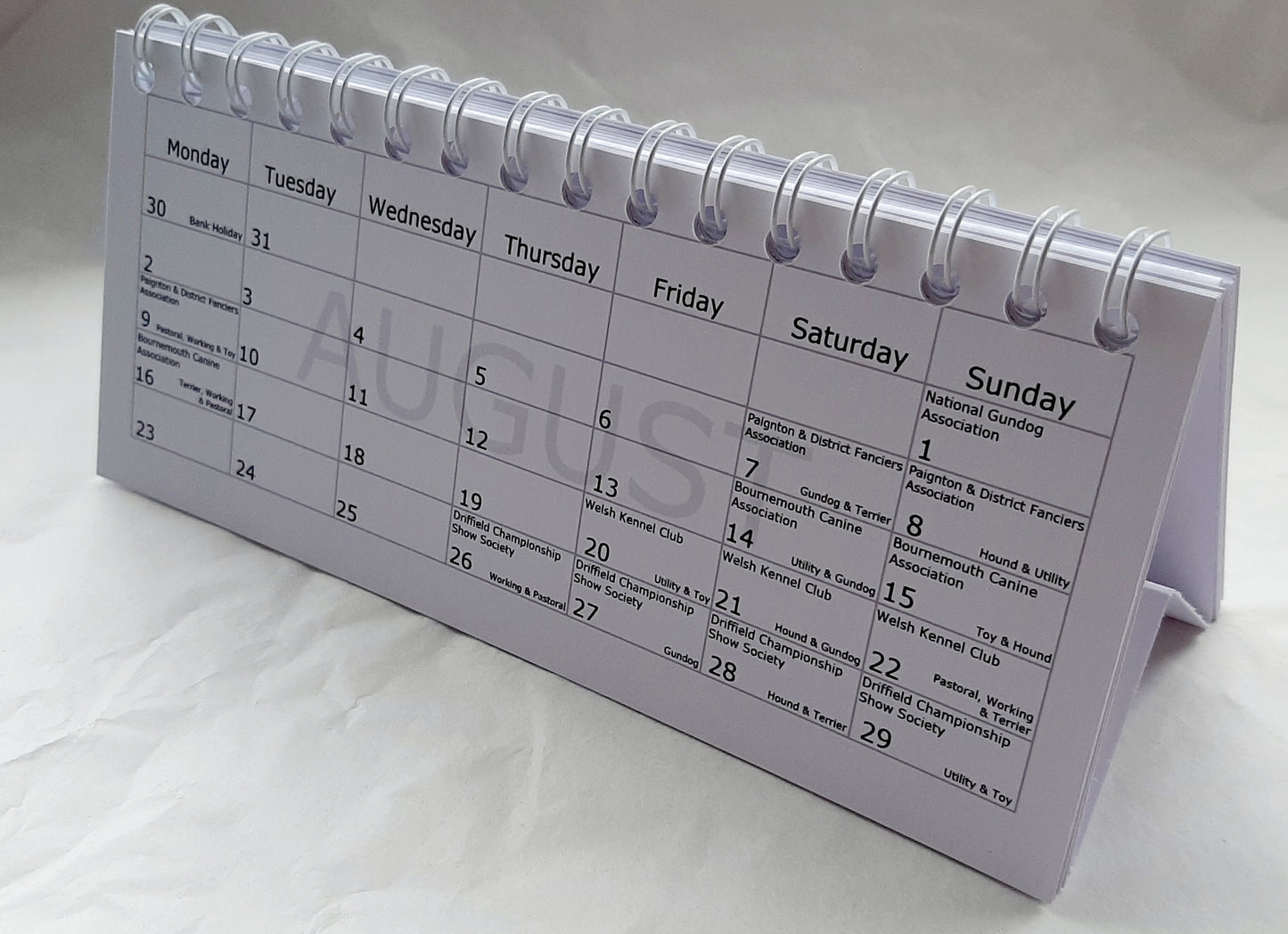 Dog Show Dates Desk Calendar 2021