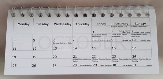 Dog Show Dates Desk Calendar 2021