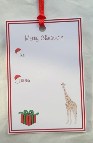 Giraffe Christmas Gift Tags Pack of 8