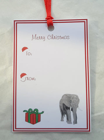 Elephant Christmas Gift Tags Pack of 8