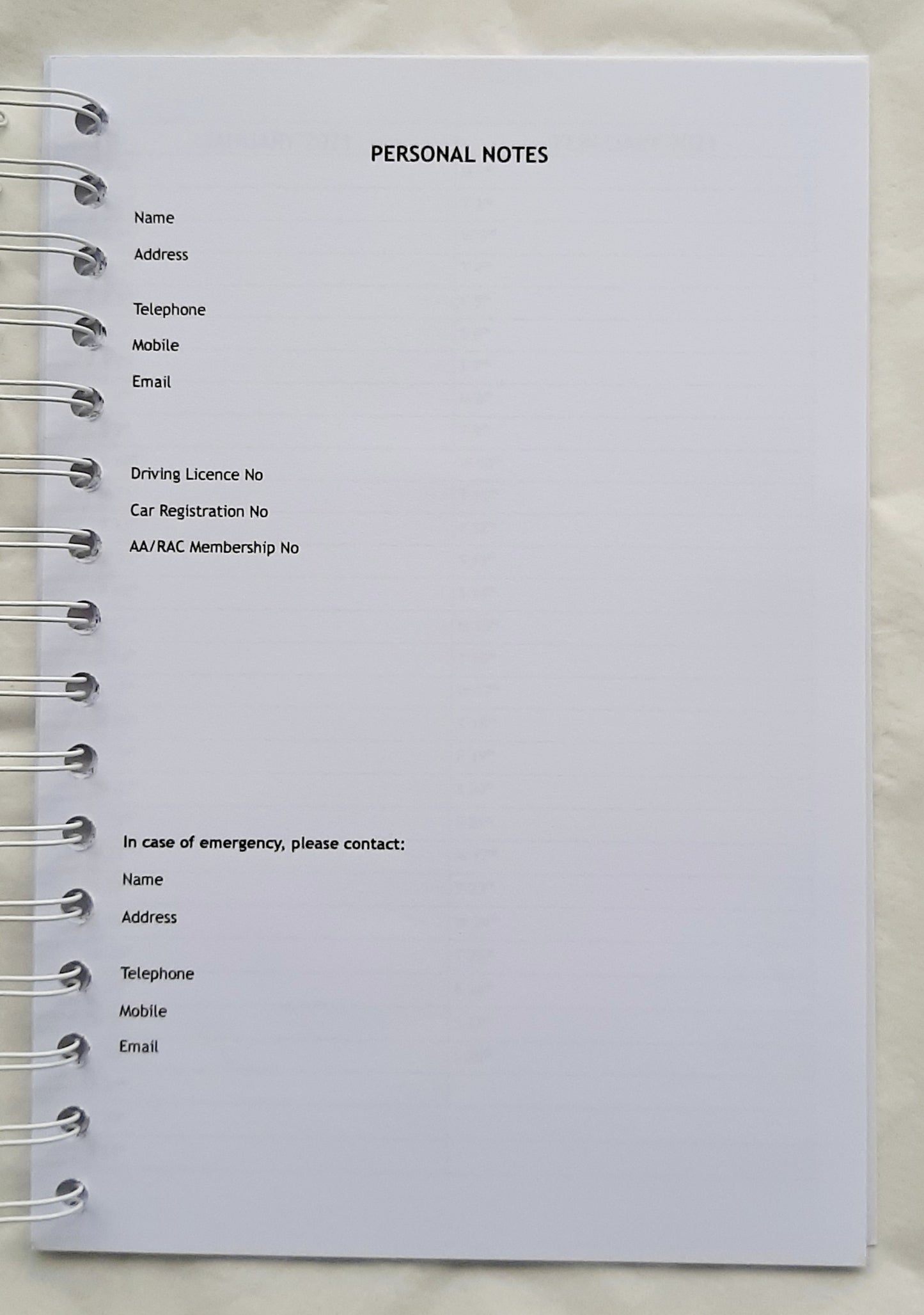 Caravan Holiday Record Log Book