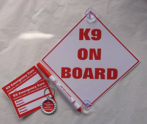 K9 Emergency Care Contact Keyring & Cards and Car Window Sign for Dogs/Pets