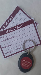 Alzheimers Medical Alert Keyring and Cards