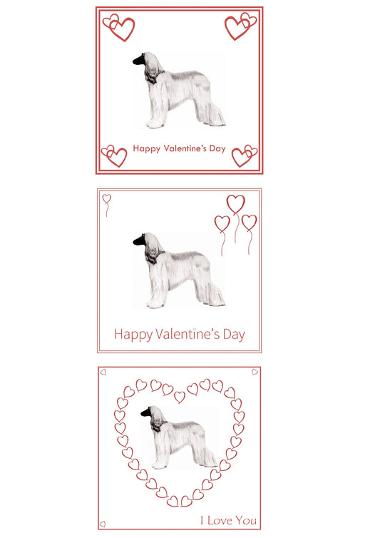 Afghan Hound Valentine's Day Card Choice of 3 PERSONALISATION AVAILABLE