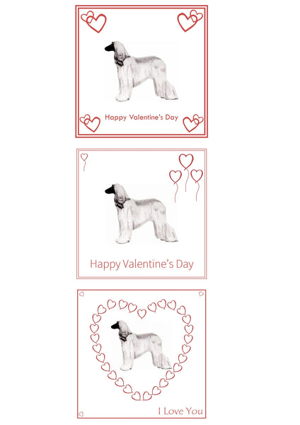 Afghan Hound Valentine's Day Card Choice of 3 PERSONALISATION AVAILABLE