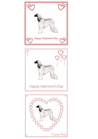 Afghan Hound Valentine's Day Card Choice of 3 PERSONALISATION AVAILABLE