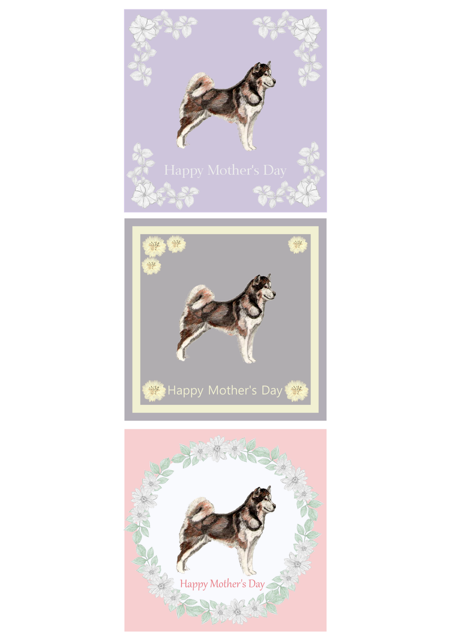 Alaskan Malamute Mother's Day Card Hand Made
