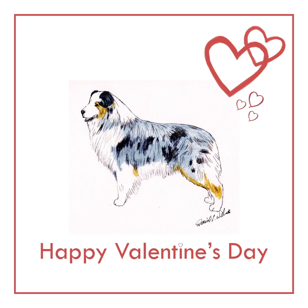 Australian Shepherd Valentine's Day Card PERSONALISATION AVAILABLE