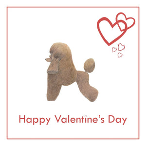 Brown Poodle Valentine's Day Card PERSONALISATION AVAILABLE