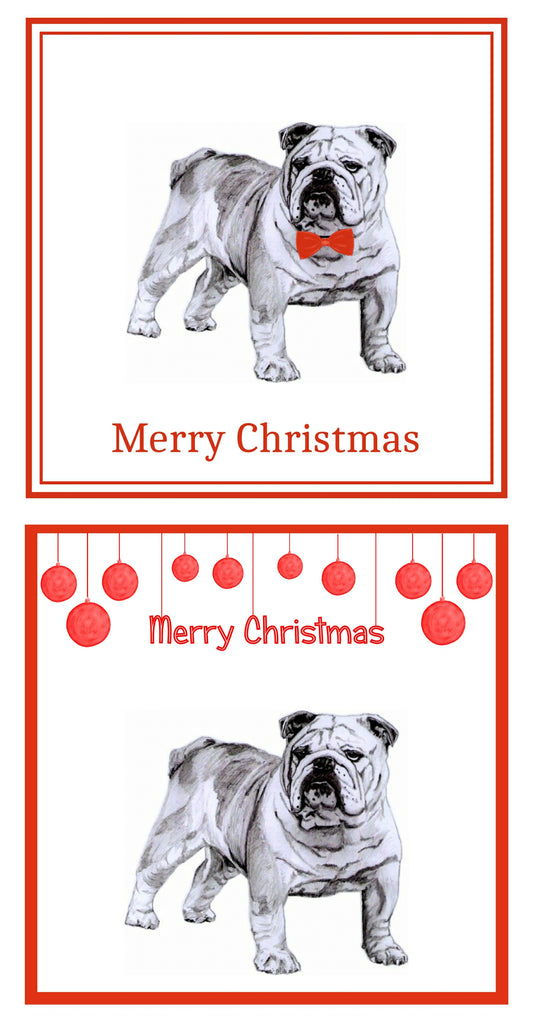 Bulldog Christmas Cards Pack of 6