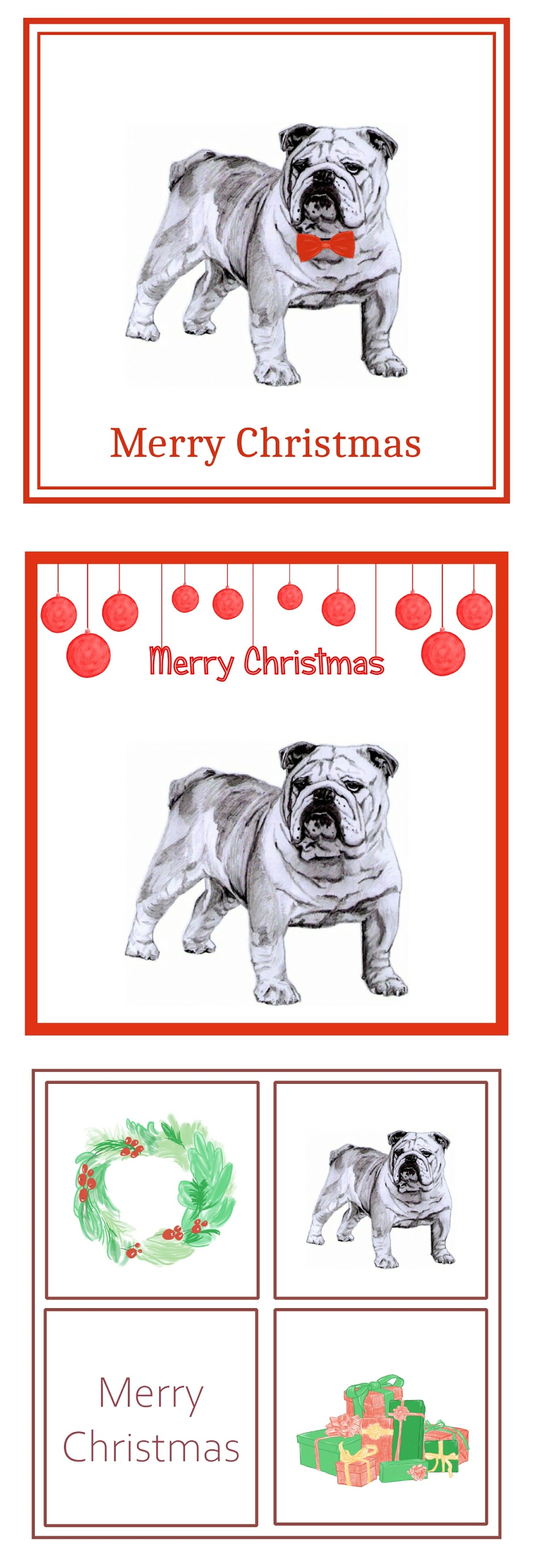 Bulldog Christmas Card Choice of 3