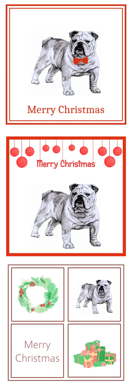 Bulldog Christmas Card Choice of 3