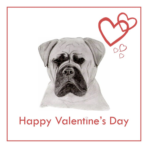 Bullmastiff Valentine's Day Card PERSONALISATION AVAILABLE