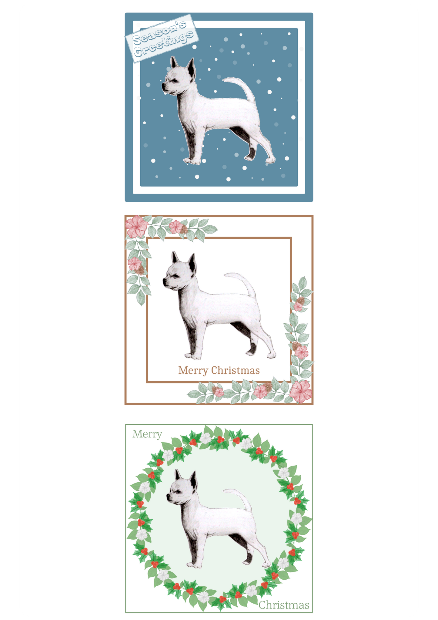 S/C Chihuahua Christmas Card Choice of 3 Card Designs Single or Multi Pack