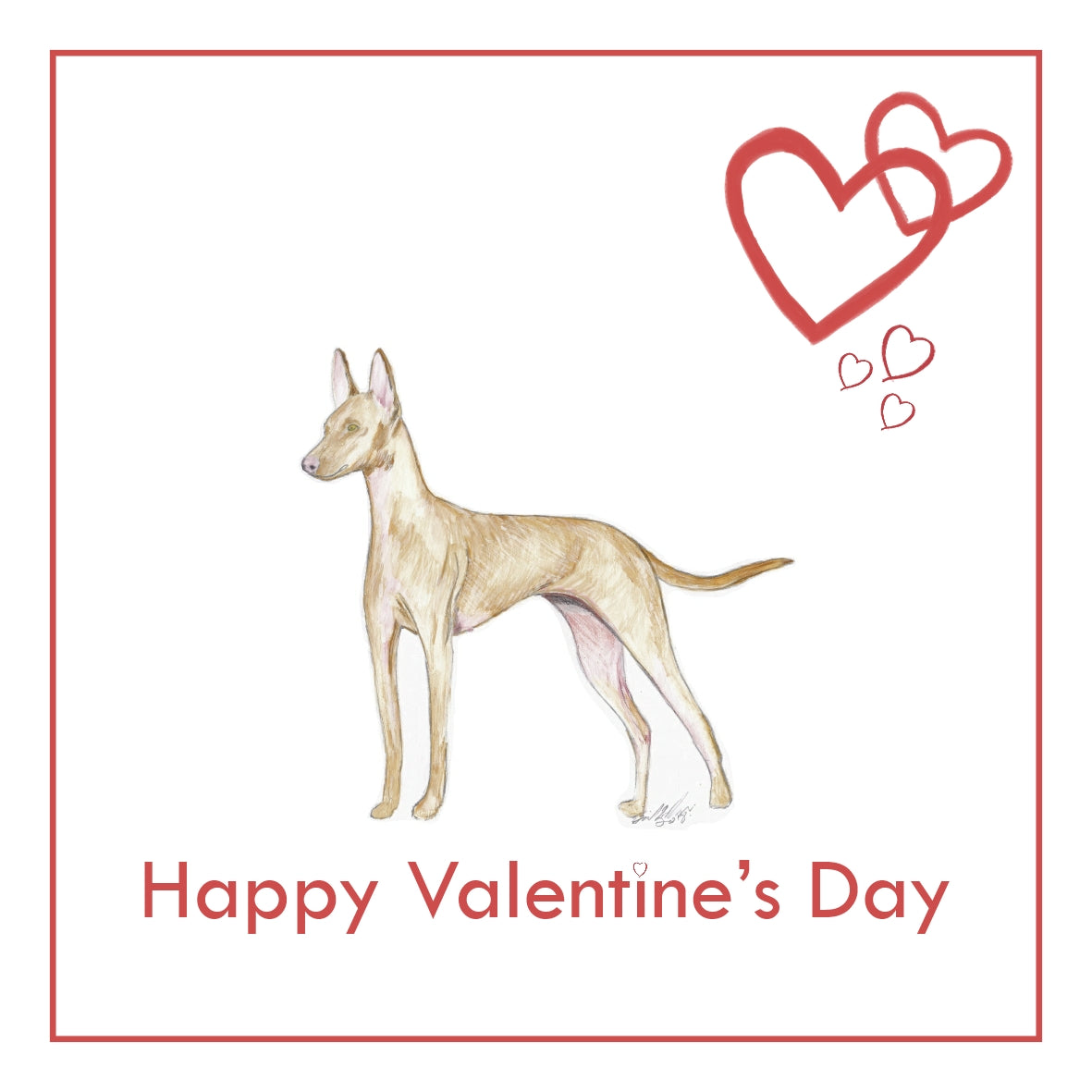 Cirneco dell'Etna Valentine's Day Card PERSONALISATION AVAILABLE