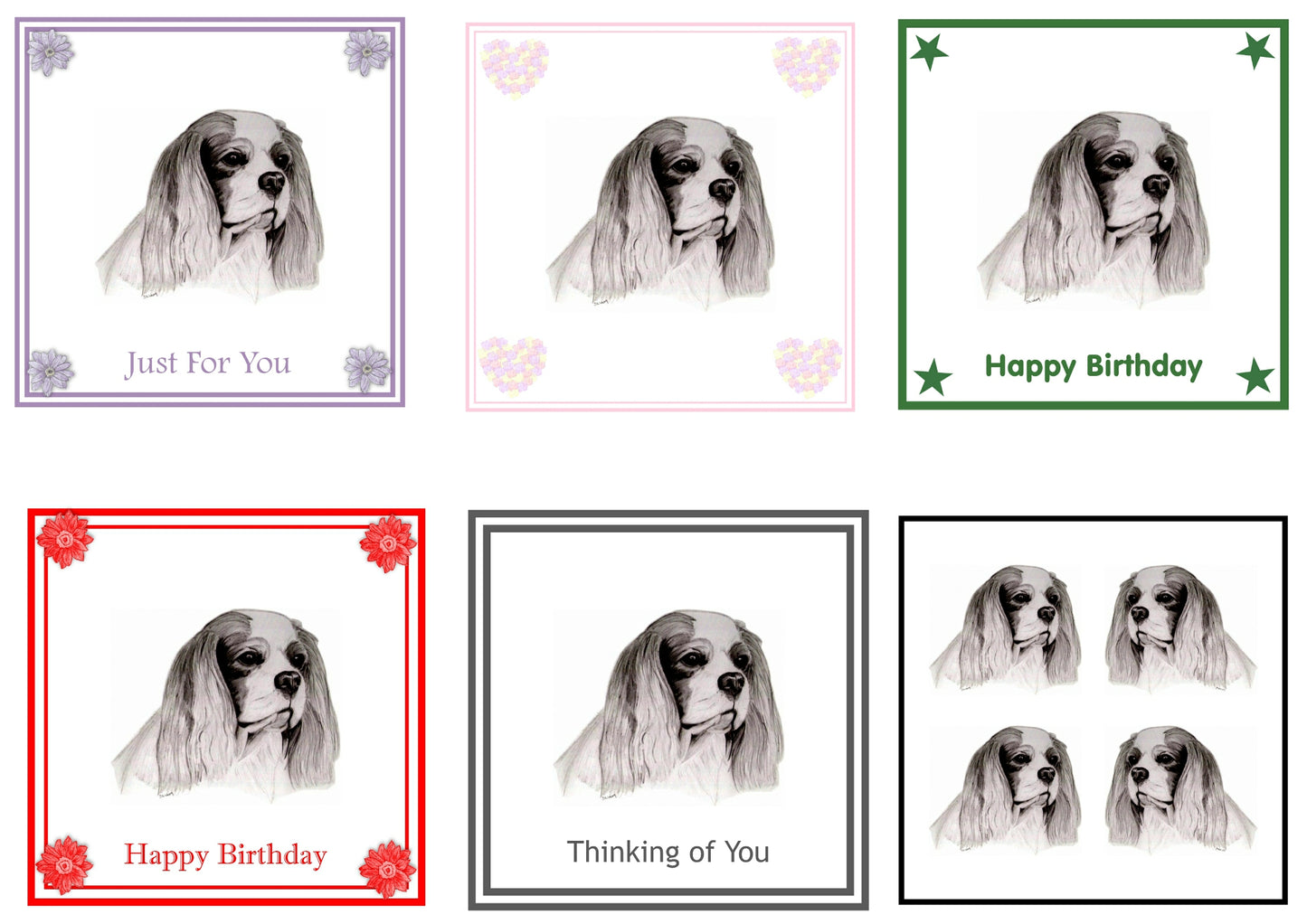 Cavalier King Charles Spaniel Greeting Card Choice of 6 Designs BIRTHDAY, THINKING OF YOU, BLANK