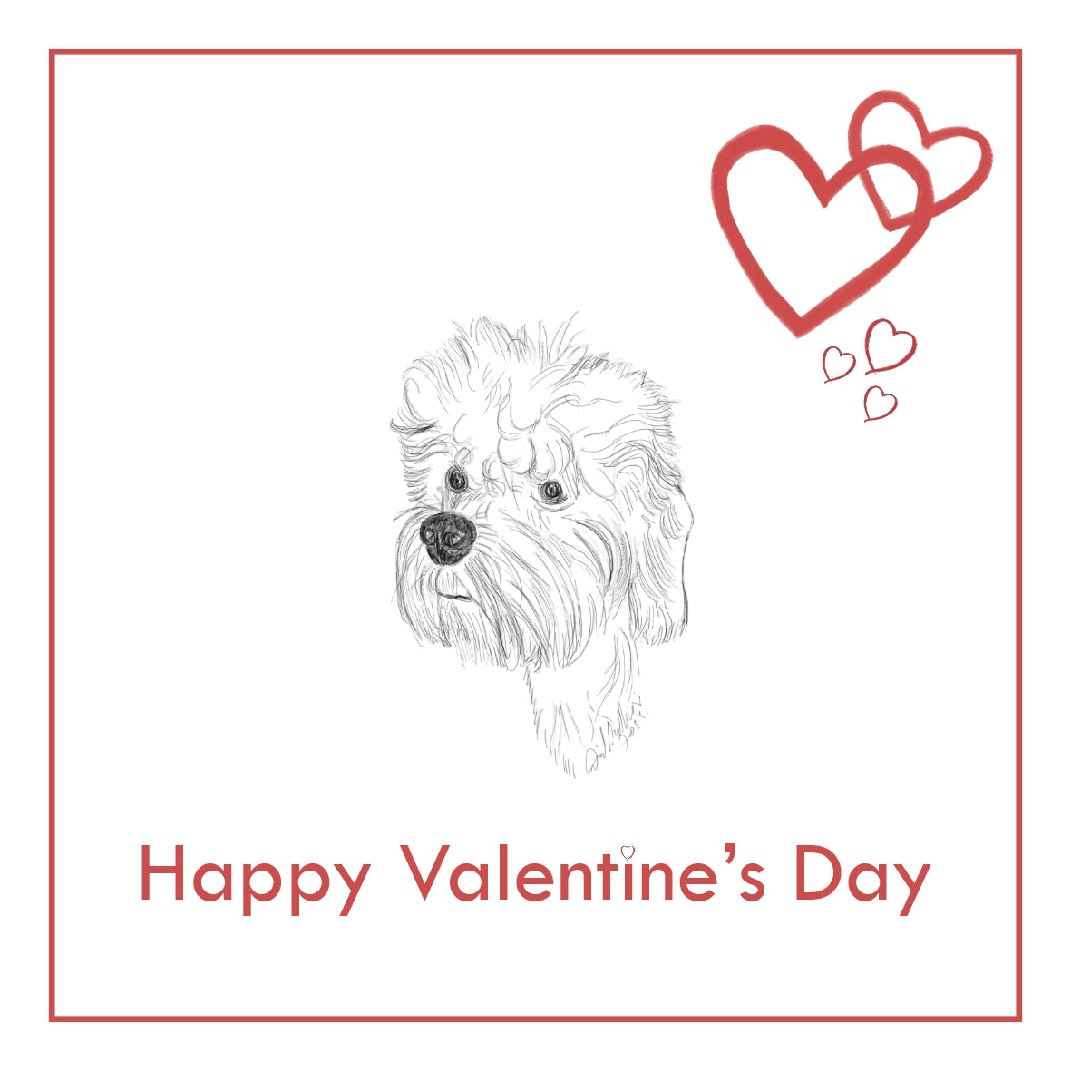 Dandie Dinmont Terrier Valentine's Day Card PERSONALISATION AVAILABLE