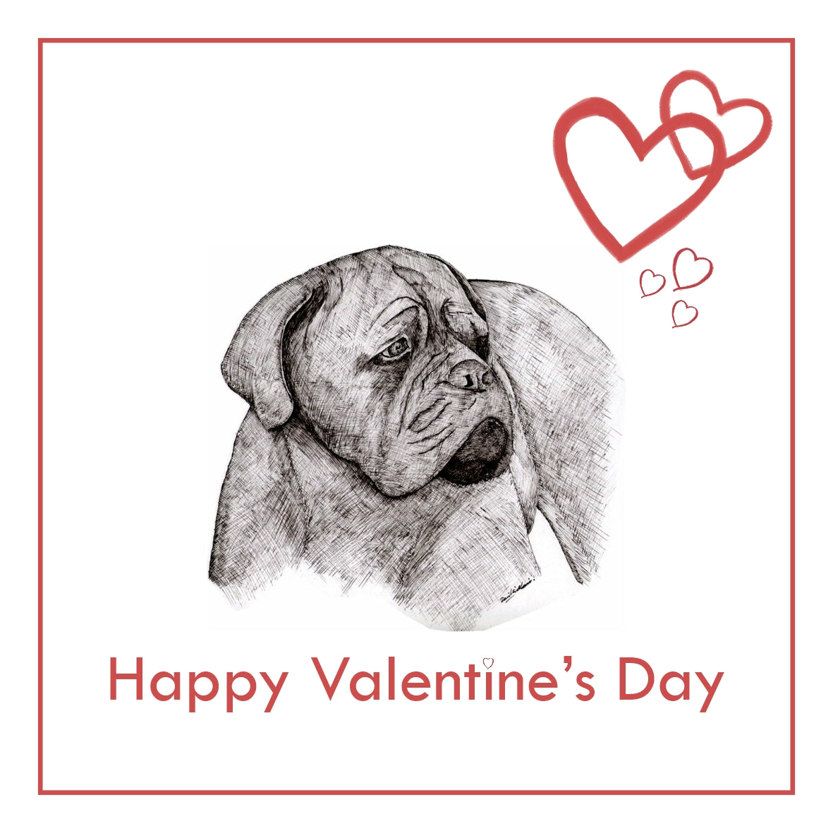 Dogue de Bordeaux Valentine's Day Card PERSONALISATION AVAILABLE