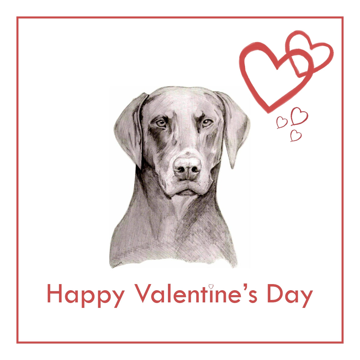 Dobermann Valentine's Day Card PERSONALISATION AVAILABLE