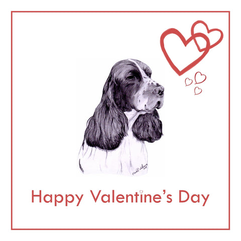 English Springer Spaniel Valentine's Day Card PERSONALISATION AVAILABLE