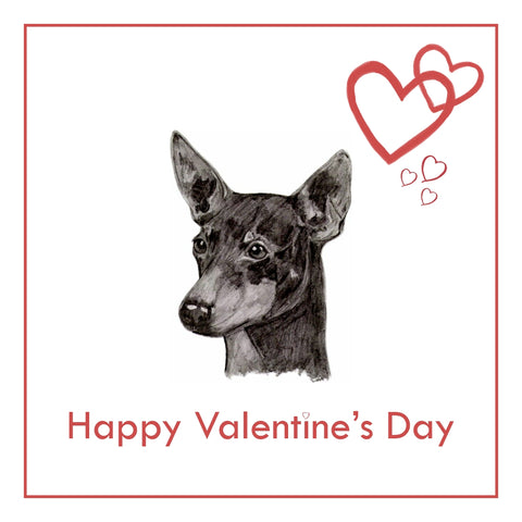 English Toy Terrier Valentine's Day Card PERSONALISATION AVAILABLE